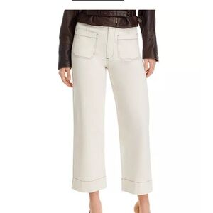 Bagatelle Cream Wide-Leg Pants contrast stitching